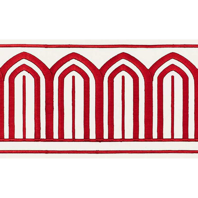 Schumacher Red Arches Embroidered Tape Wide