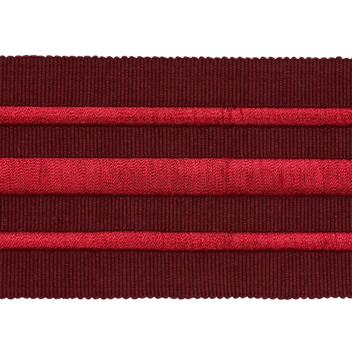 Schumacher Military Stripe  Tape Red On Burgundy Trim
