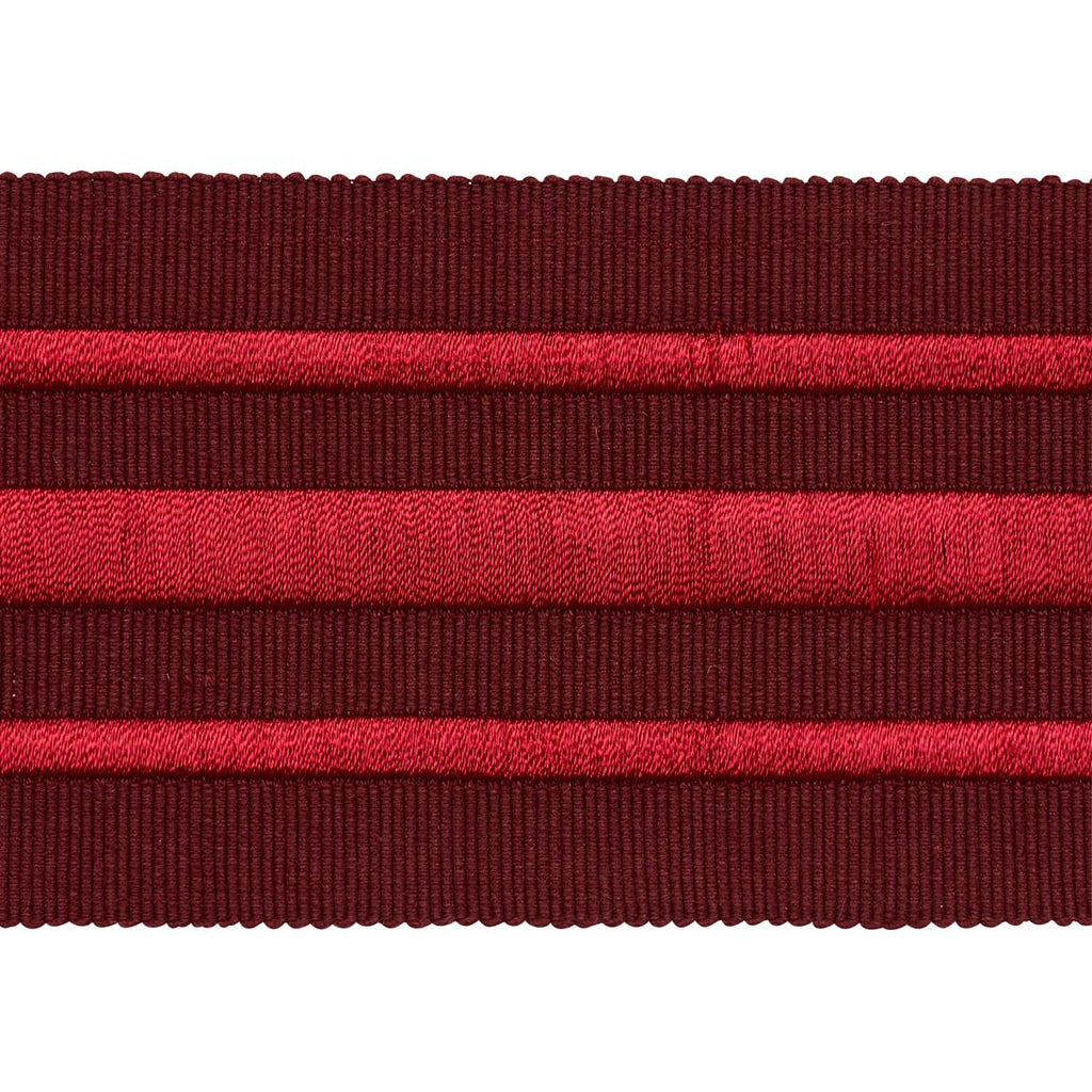 Schumacher Military Stripe  Tape Red On Burgundy Trim