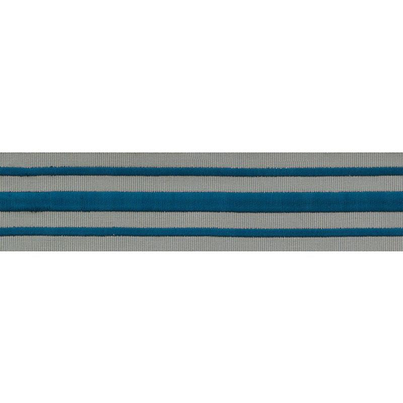 Schumacher Military Stripe  Tape Peacock On Celadon Trim