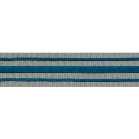 Schumacher Military Stripe  Tape Peacock On Celadon Trim