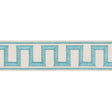 Schumacher Aqua Greek Key Embroidered Tape