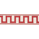 Schumacher Red Greek Key Embroidered Tape