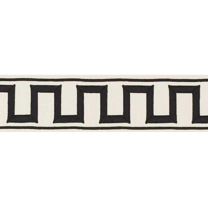 Schumacher Black On Ivory Greek Key Embroidered Tape