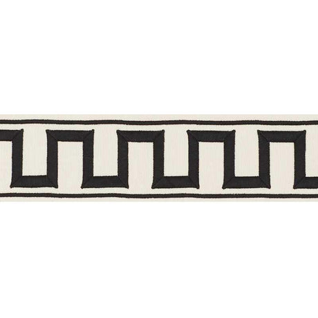 Schumacher Black On Ivory Greek Key Embroidered Tape