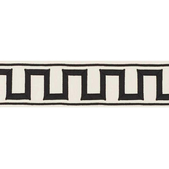 Schumacher Black On Ivory Greek Key Embroidered Tape
