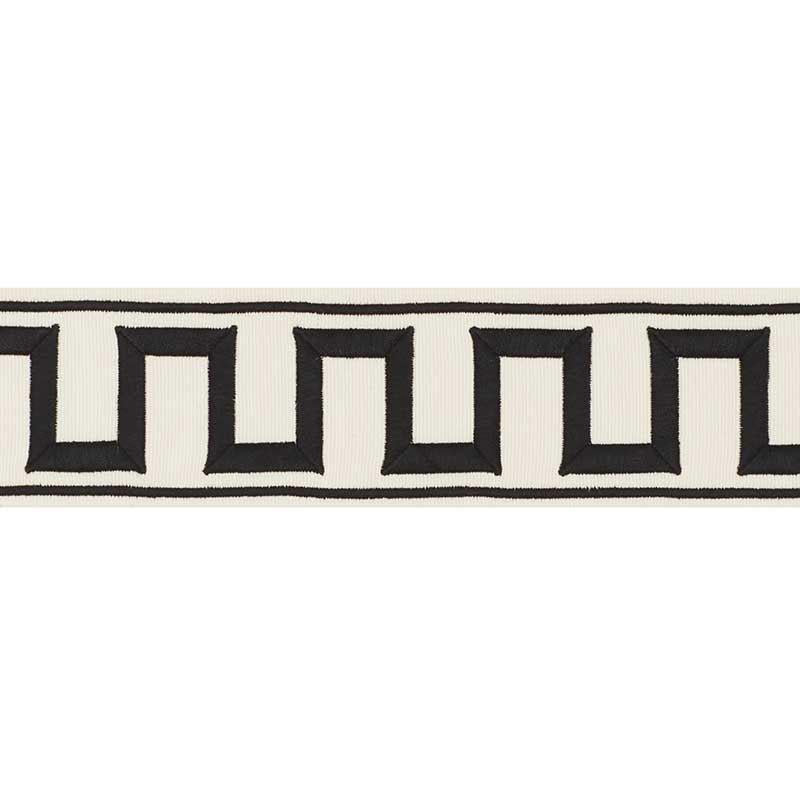 Schumacher Greek Key Embroidered Tape Black On Ivory Trim