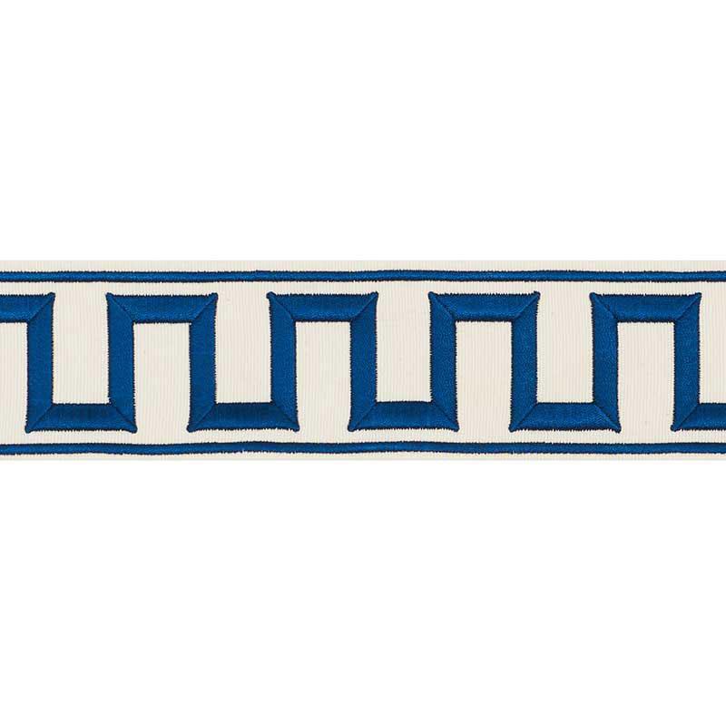 Schumacher Blue Greek Key Embroidered Tape