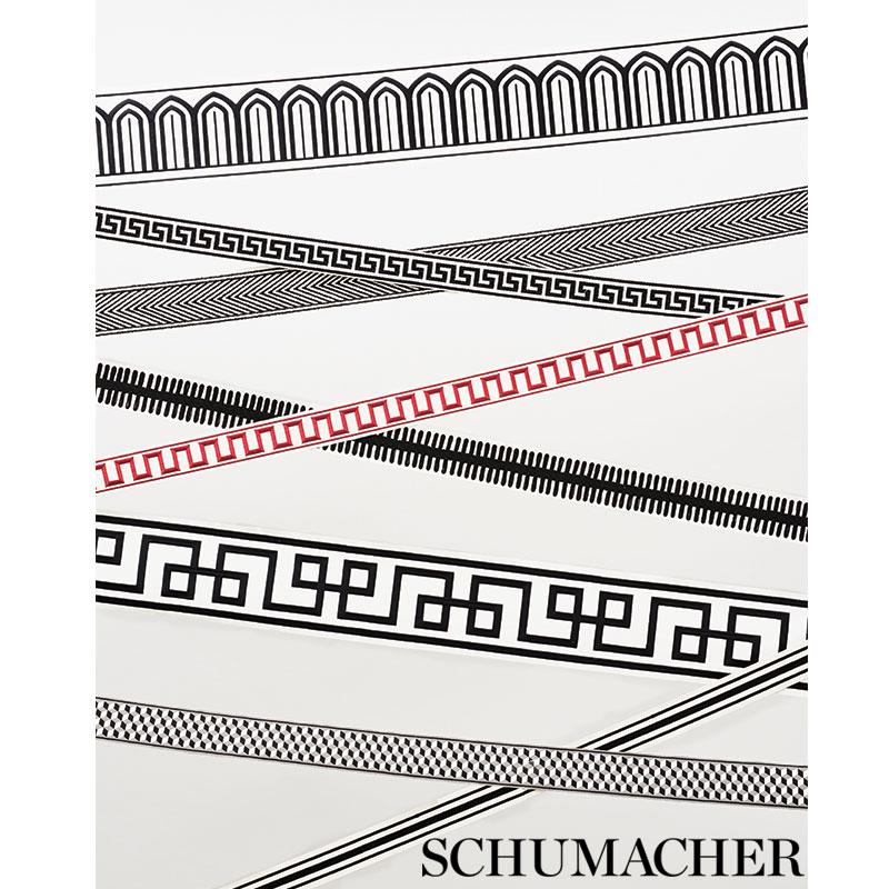 Schumacher Tumbling Blocks Tape Grisaille & Noir Trim