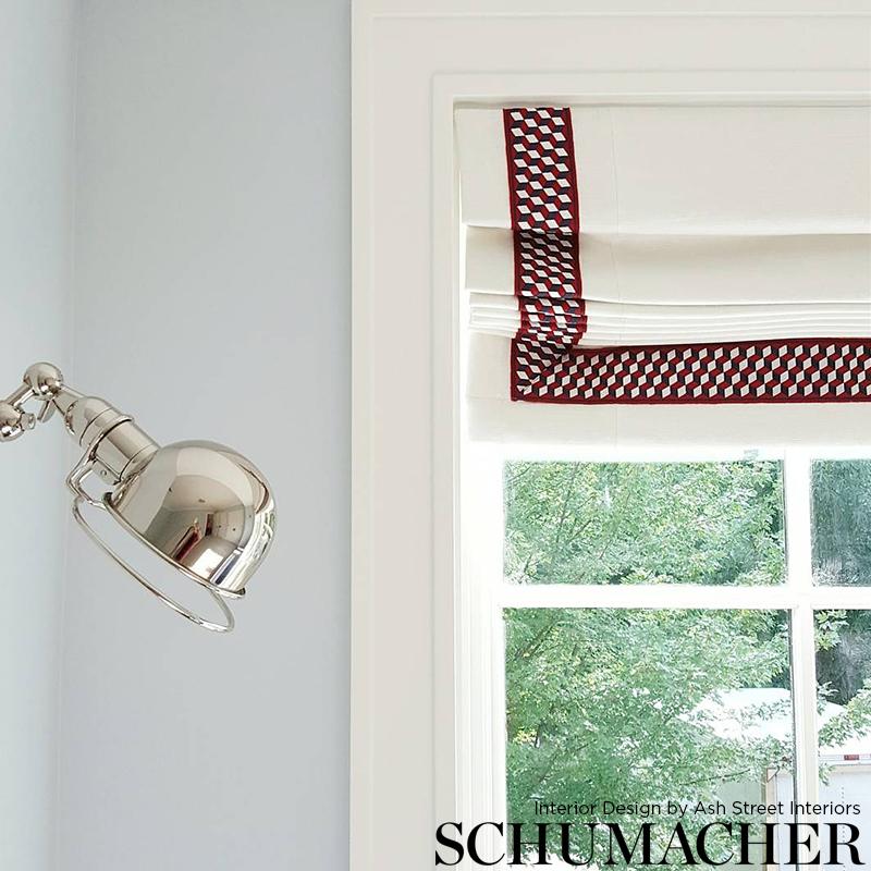 Schumacher Tumbling Blocks Tape Rouge & Bleu Trim