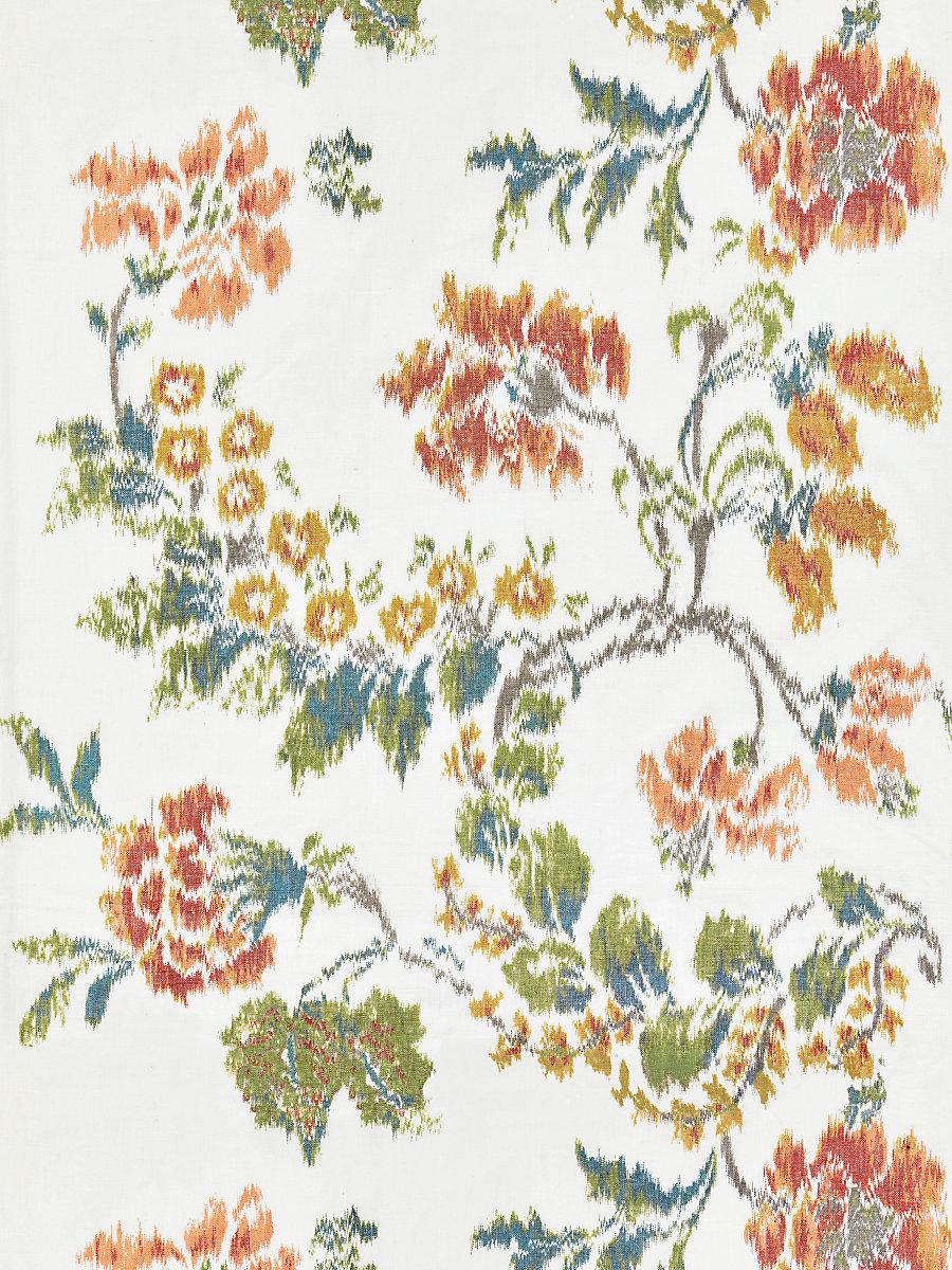 Scalamandre Kew Gardens Warp Print Multi On Ivory Fabric
