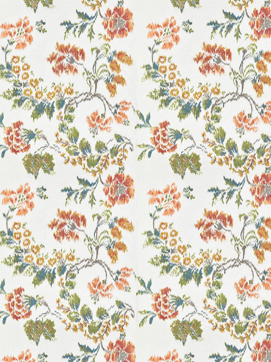 Scalamandre Kew Gardens Warp Print Multi On Ivory Fabric
