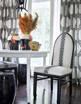 Scalamandre Dragon'S Fret Embroidery Black & Tan Fabric