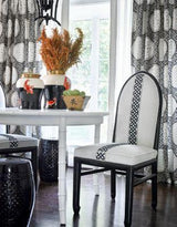 Scalamandre Dragon'S Fret Embroidery Black & Tan Fabric