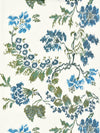 Scalamandre Kew Gardens Warp Print Blues On Ivory Fabric