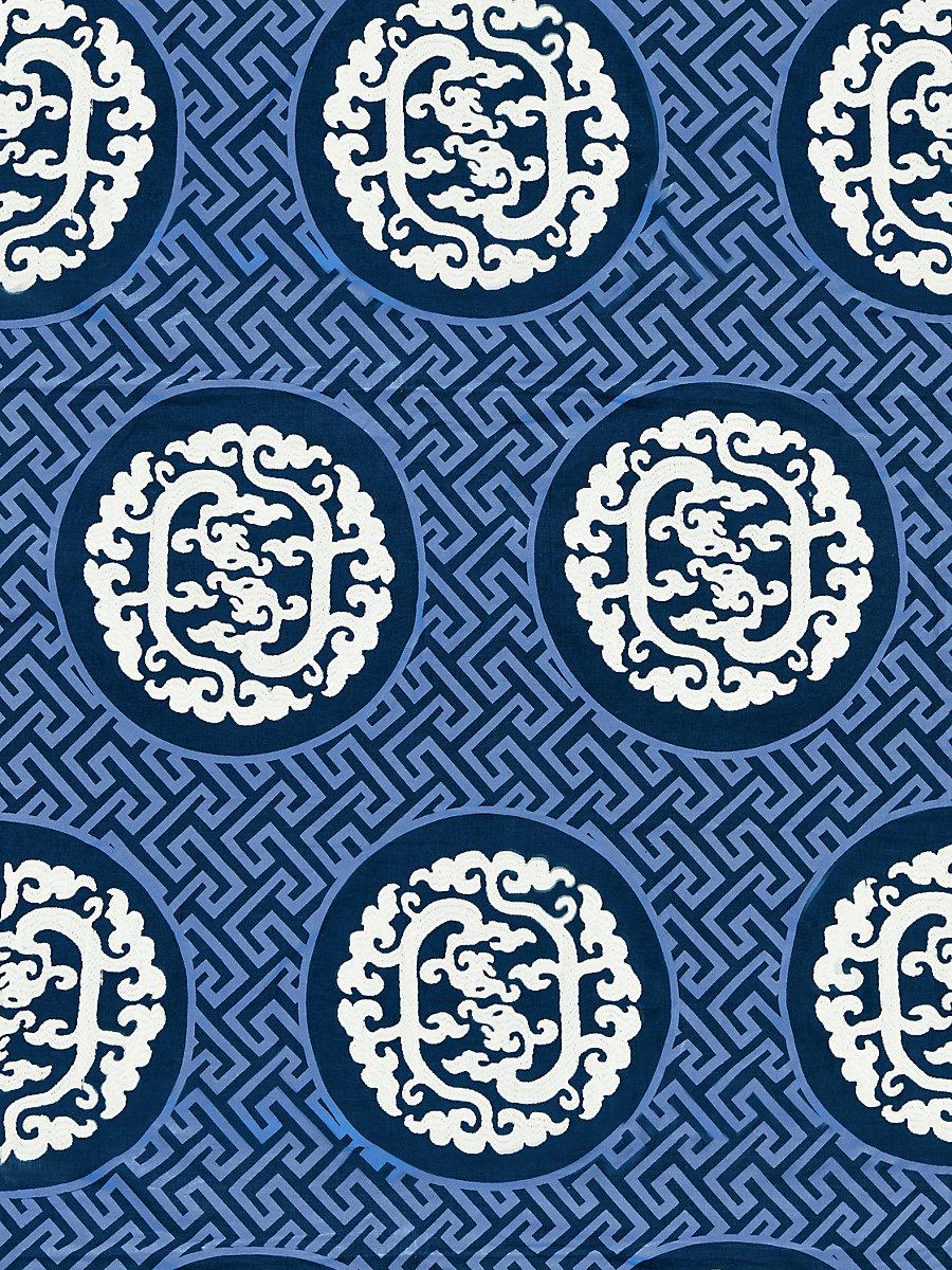 Scalamandre Dragon'S Fret Embroidery Midnight Fabric