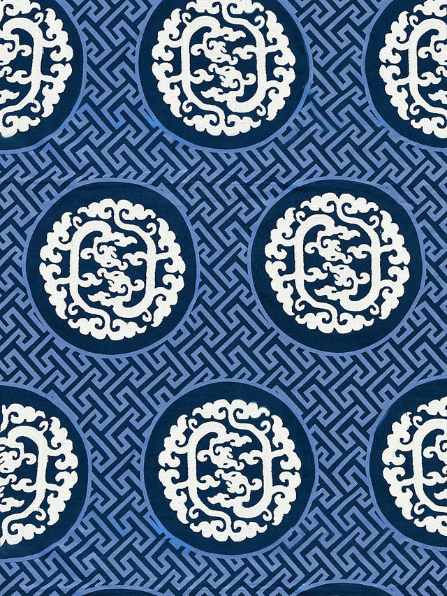 Scalamandre Dragon'S Fret Embroidery Midnight Fabric