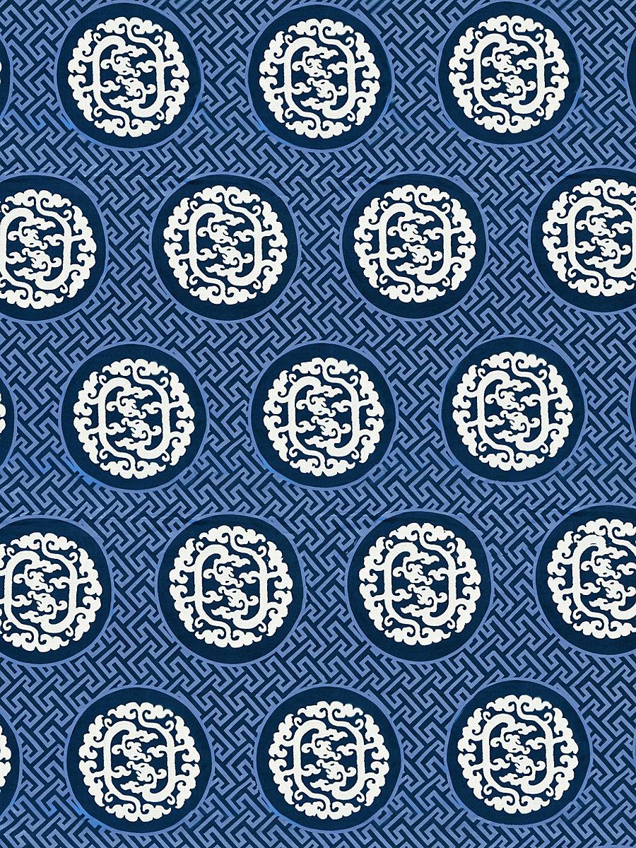 Scalamandre Dragon'S Fret Embroidery Midnight Fabric