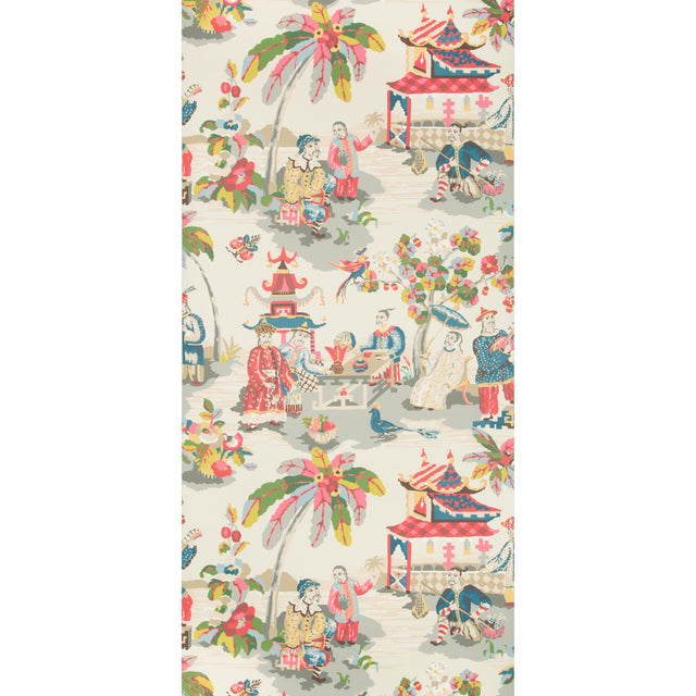 Brunschwig & Fils XIAN PRUSSIAN/RED Wallpaper