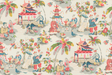 Brunschwig & Fils XIAN PRUSSIAN/RED Wallpaper