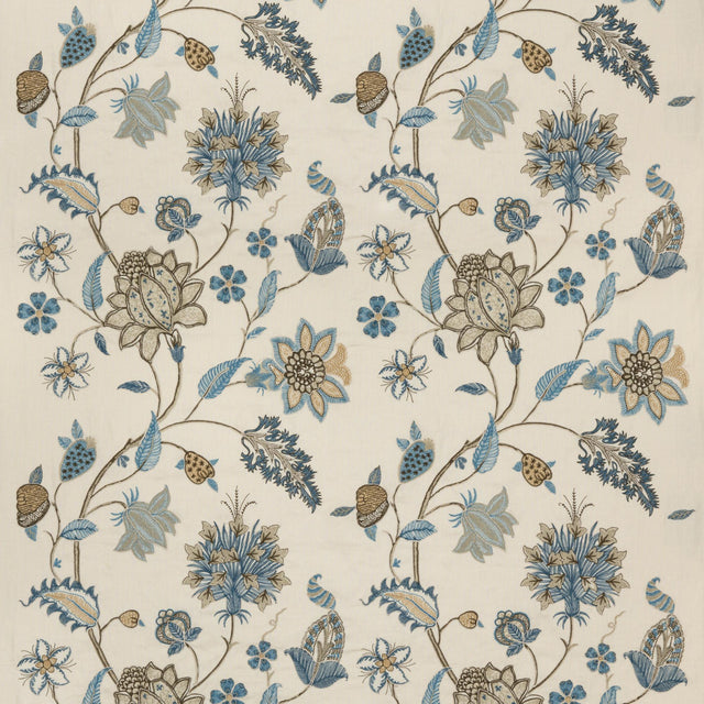 G P & J Baker BAKER'S INDIENNE EMBROIDERY SOFT BLUE Drapery Fabric
