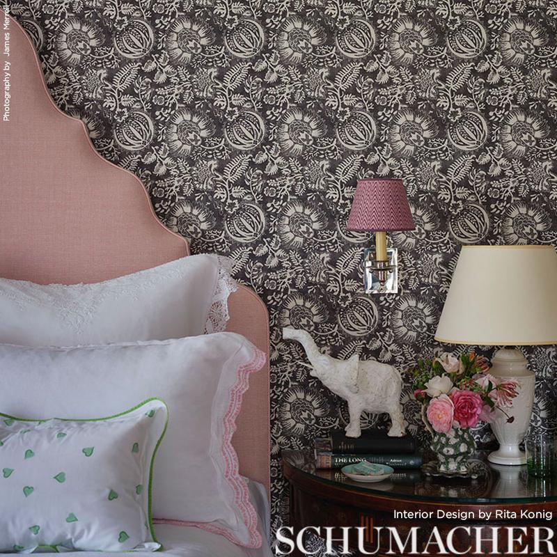 Schumacher Pomegranate Print Charcoal Fabric