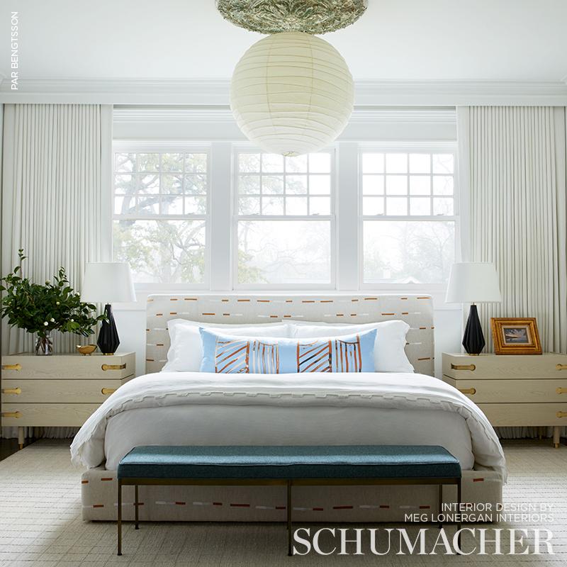 Schumacher Overlapping Dashes Brown & White Fabric