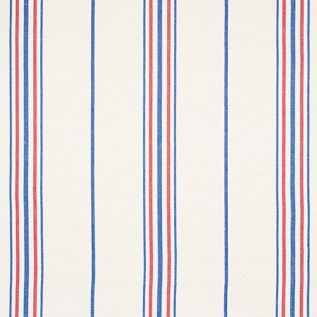 Schumacher Scarset Stripe Blue  & Red Fabric