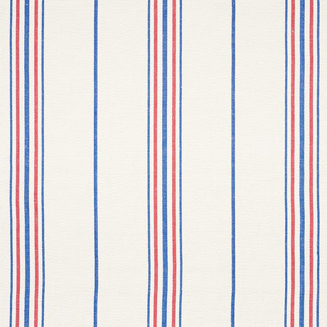 Schumacher Scarset Stripe Blue  & Red Fabric