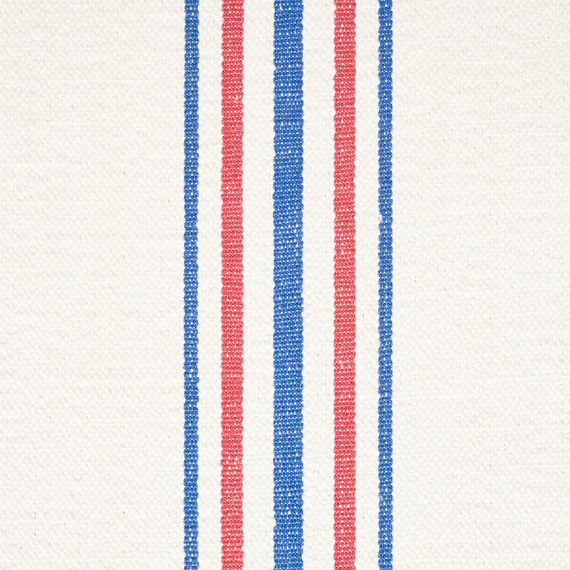Schumacher Scarset Stripe Blue  & Red Fabric