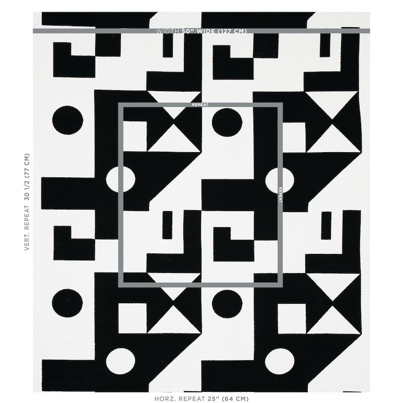 Schumacher Binary Embroidery Black Fabric