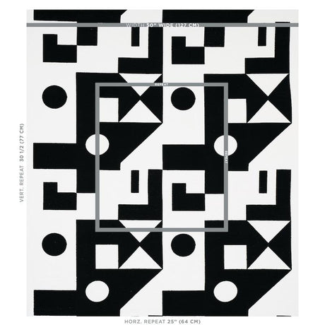Schumacher Binary Embroidery Black Fabric