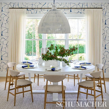 Schumacher Filigree Navy Wallpaper