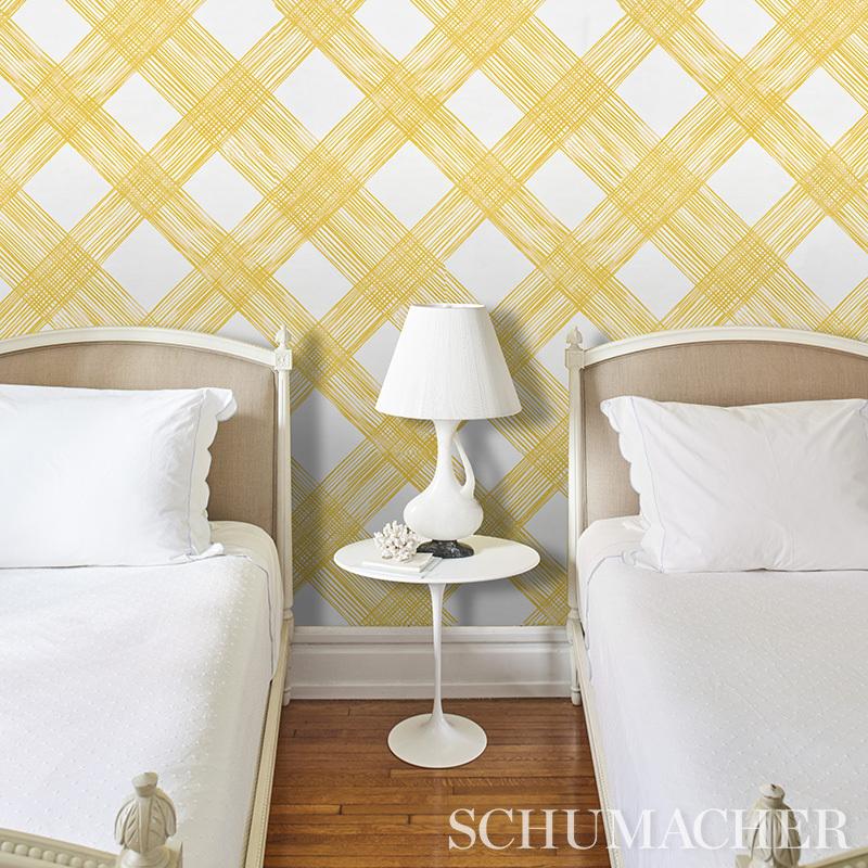 Schumacher Traverse Yellow Wallpaper