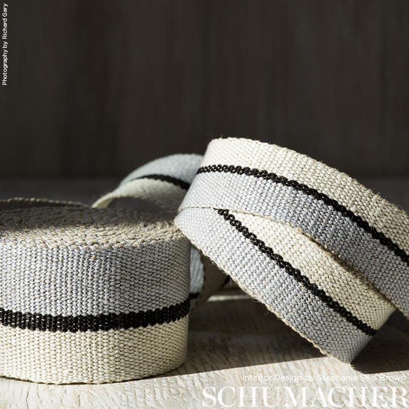 Schumacher White Black & Silvery Blue Ile Saint-Louis Medium Tape