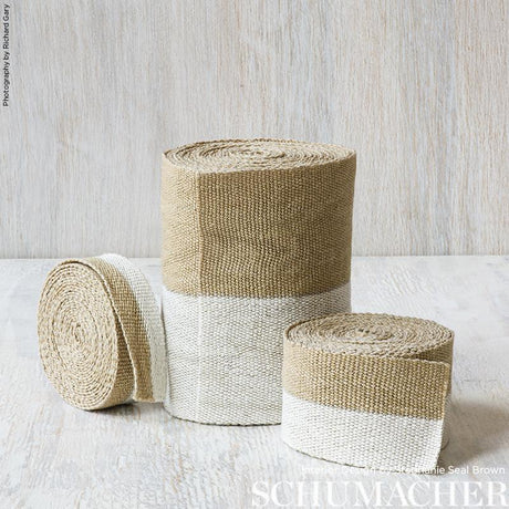 Schumacher Modern Neutral Iii Narrow Tape White & Gold Trim