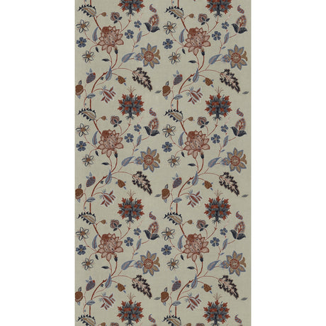 G P & J Baker BAKER'S INDIENNE EMBROIDERY INDIGO/RED Drapery Fabric