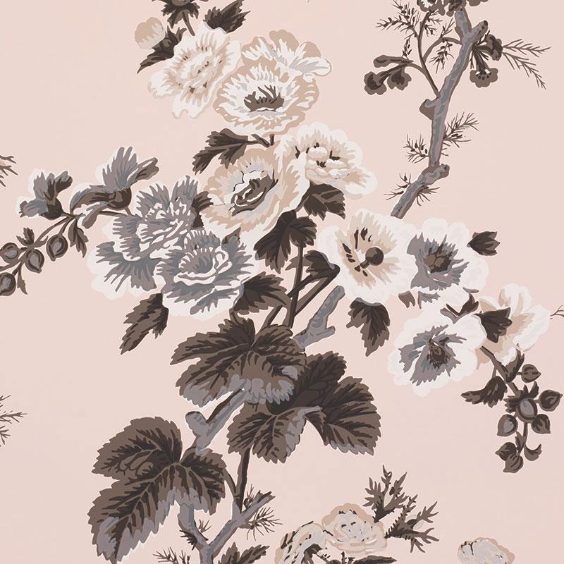 Schumacher Pyne Hollyhock Blush Wallpaper