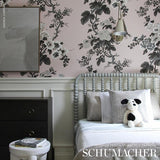 Schumacher Pyne Hollyhock Blush Wallpaper