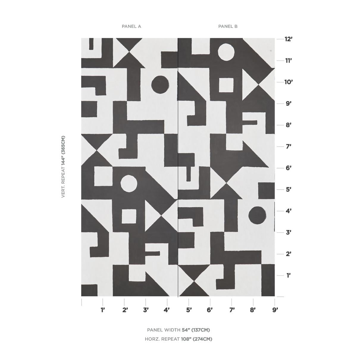 Schumacher Binary Panel Set Black Wallpaper