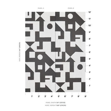 Schumacher Binary Panel Set Black Wallpaper