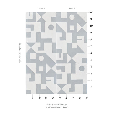 Schumacher Binary Panel Set Silver Wallpaper