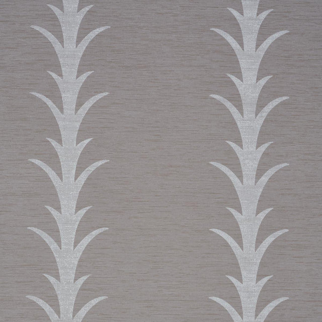 Schumacher Acanthus Stripe Vinyl Grey Wallpaper