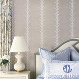 Schumacher Acanthus Stripe Vinyl Limestone Wallpaper