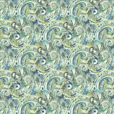 Kasmir Abstract Paisley Blue Lagoon Fabric