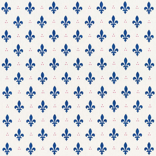 Schumacher Fleur De Lis Bleu & Rouge Fabric