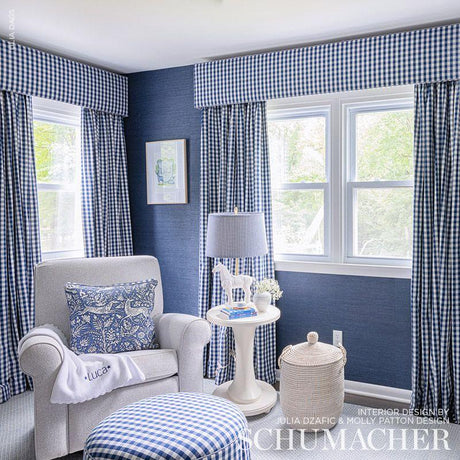 Schumacher Elton Cotton Check Navy Fabric