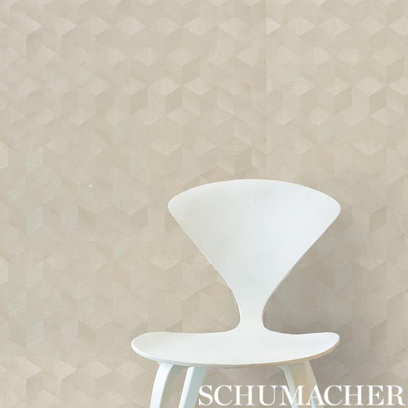 Schumacher Chevron Inlay Blond Wallpaper