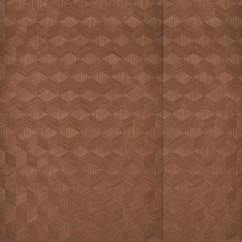 Schumacher Chevron Inlay Walnut Wallpaper