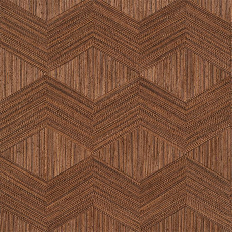 Schumacher Chevron Inlay Walnut Wallpaper